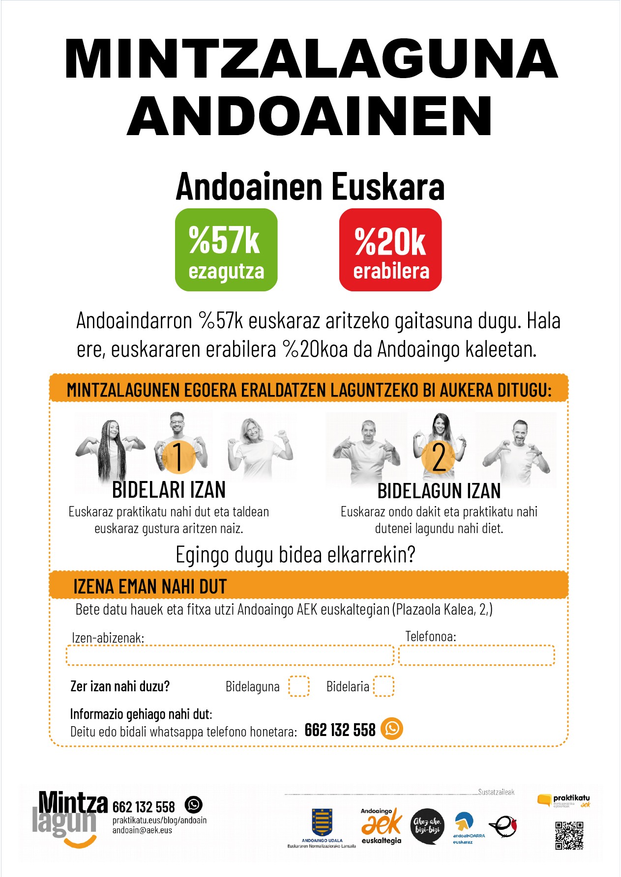 PRAKTIKATU Mintzalagunarekin eta euskara gehiago erabiliko dugu Andoaingo kaleetan