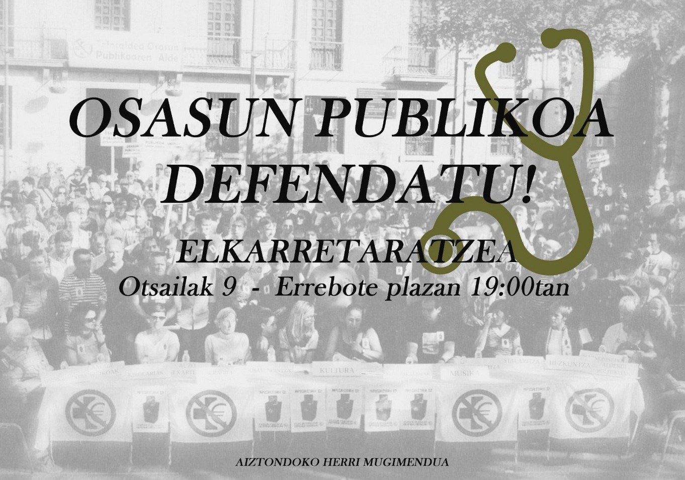 Udalak bat egin du asteazken honetako osasun publikoaren aldeko elkarretaratzearekin