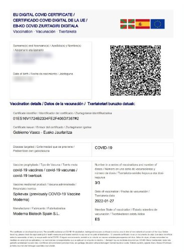 Euskadiko Auzitegi Gorenak atzera bota du  COVID-19 Ziurtagiria luzatzeko eskaera