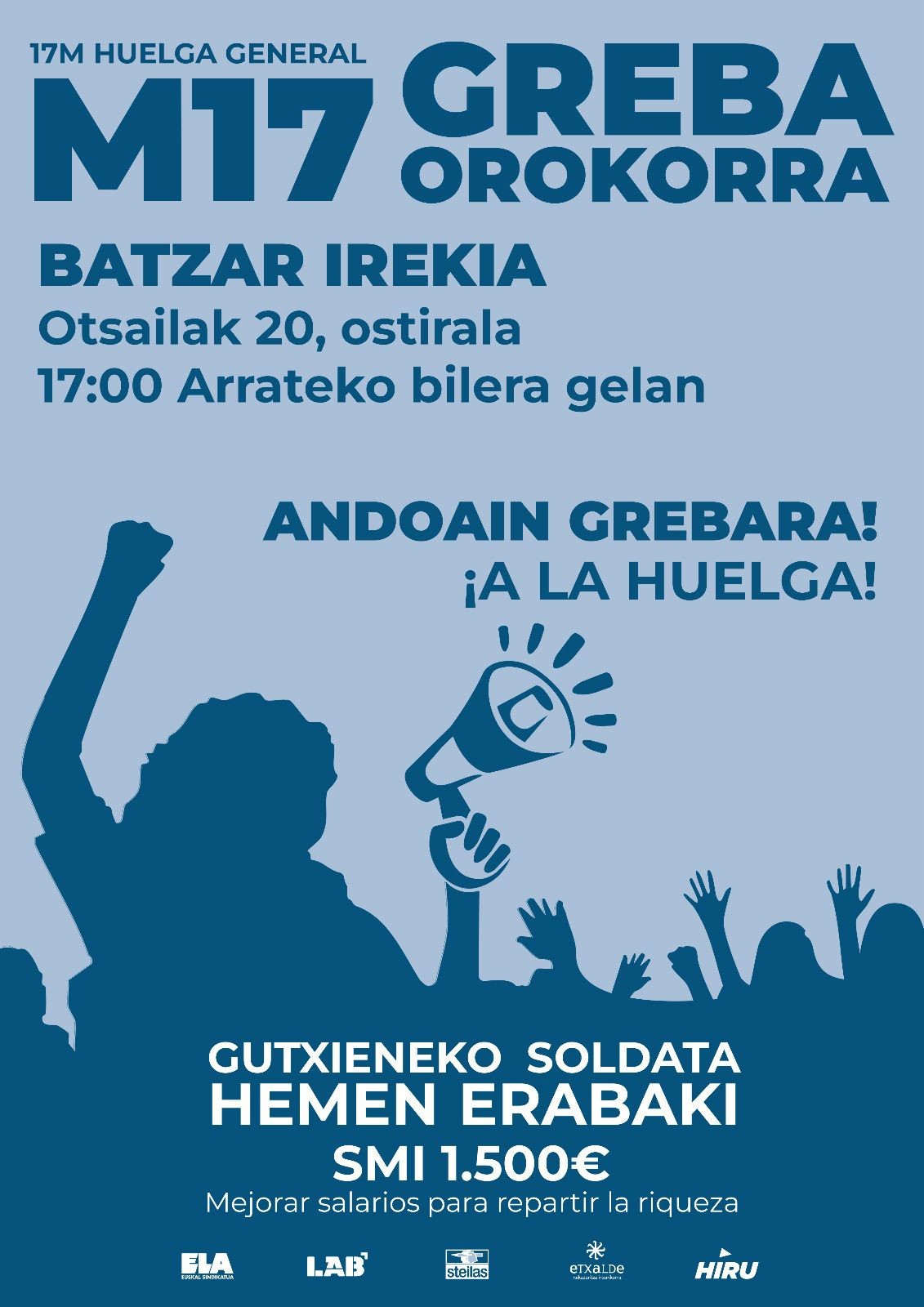 Martxoaren 17ko Greba Orokorra antolatzen hasteko bilera