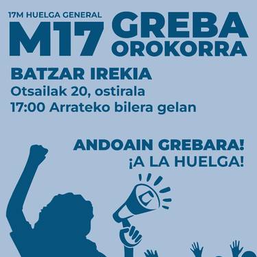 Martxoaren 17ko Greba Orokorra antolatzen hasteko bilera
