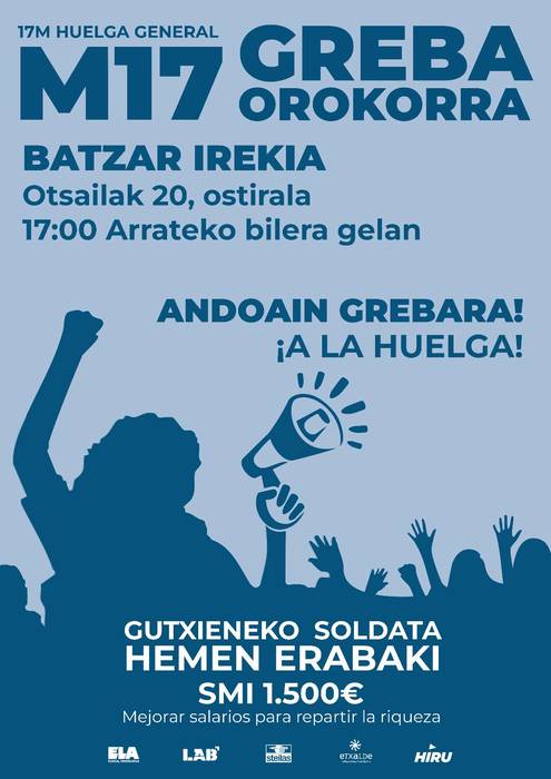 Martxoaren 17ko Greba Orokorra antolatzen hasteko bilera