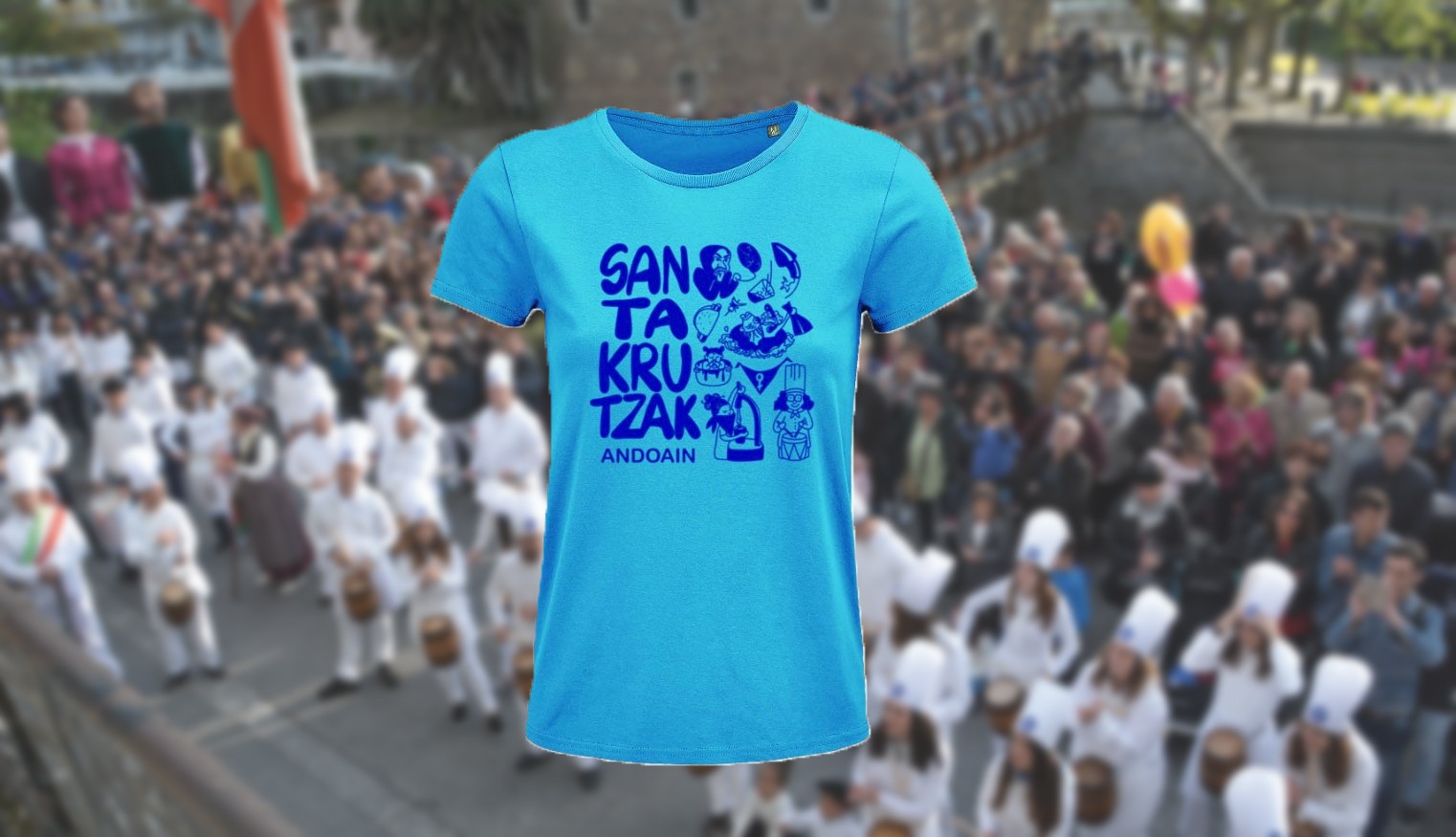 Santakrutz Jai Batzordeak kamisetak, banderolak eta zapiak jarri ditu salgai