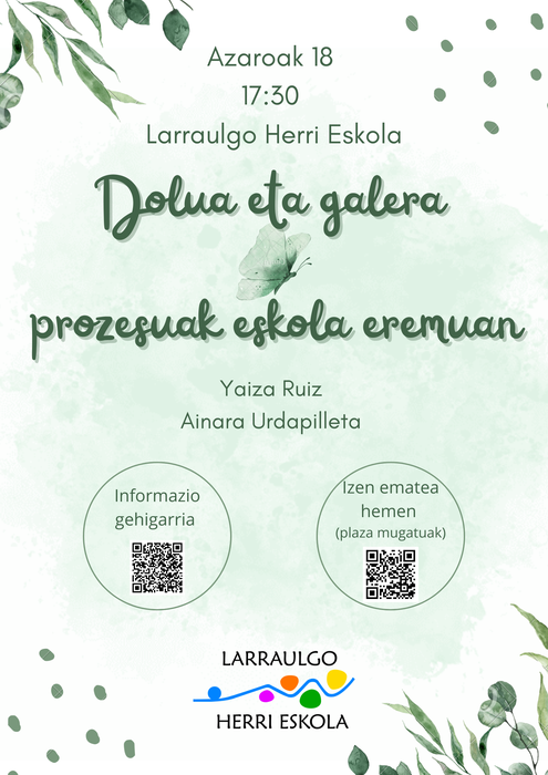 Dolua eta galera prozesuak eskola eremuan, hitzaldia