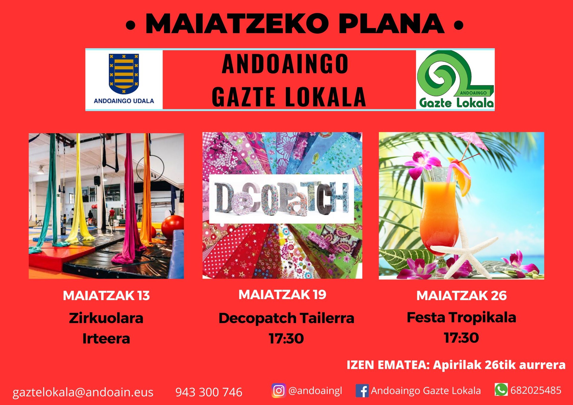 GAZTE LOKALEKO MAIATZEKO PLANA!!!