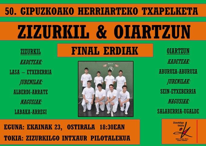 Zizurkilgo taldea Herriarteko pilota txapelketako final-erdietan