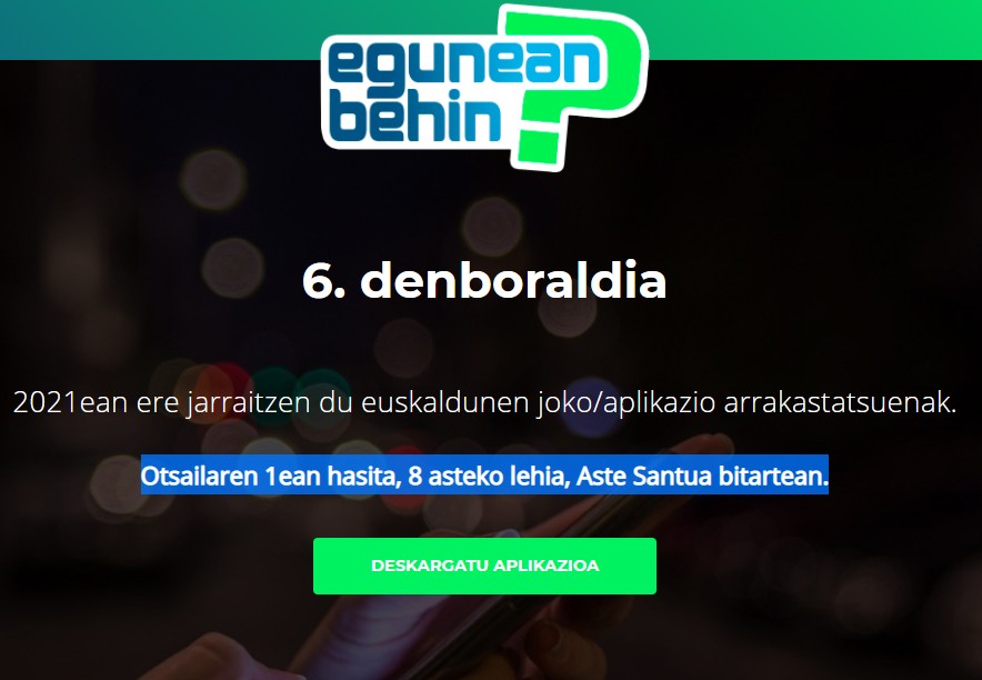 Sagardo kaxak zozkatuko ditu Aiurrik, Egunean Behin lehiaketako denboraldi berrian