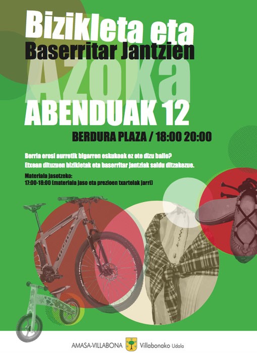 Bizikleta eta baserritar jantzien bigarren eskuko azoka