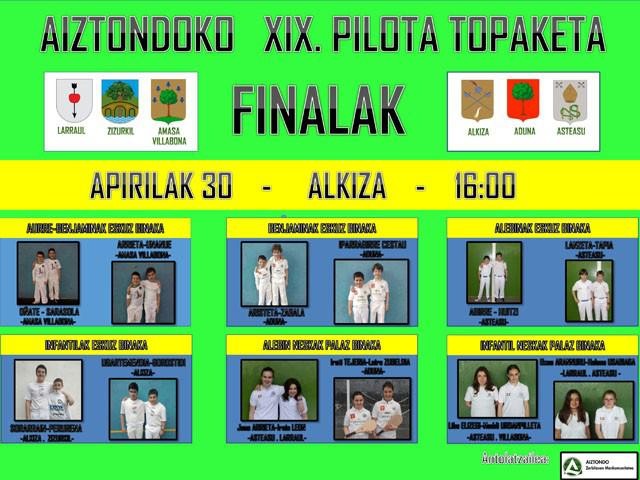 Larunbatean Alkizan jokatuko dira XIX. Aiztondo Topaketako finalak