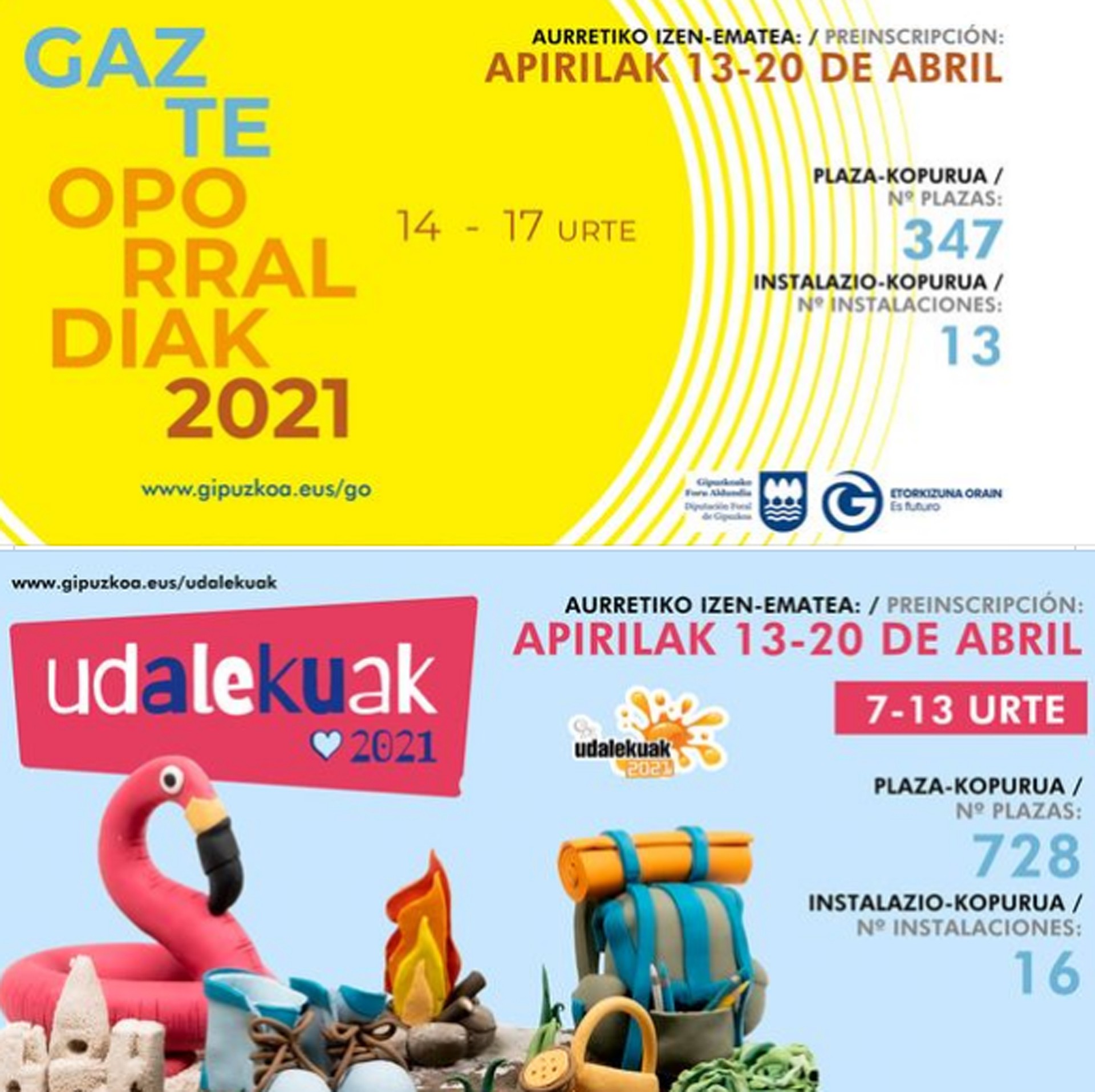 UDALEKUAK ETA GAZTE OPORRALDIAK PROGRAMETAN IZENA EMATEKO EPEA IREKITA!