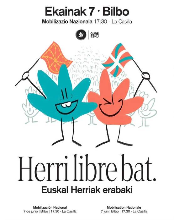 Larunbatean Gure Eskuk Bilbon egingo duen mobilizazio nazionalean parte hartzeko deia egiten dugu