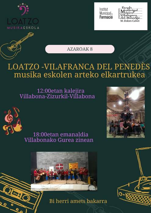 Loatzo Musika Eskola eta Villafranca de Penedeseko musikarien kalejira