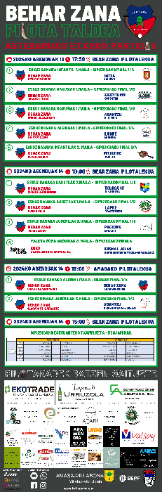 ASTE HONETAKO GURE PILOTARIEN 38 PARTIDAK   FINALERDIAK ETA FINAL LAURDENAK TARTEAN eta FINALA PALETAZ