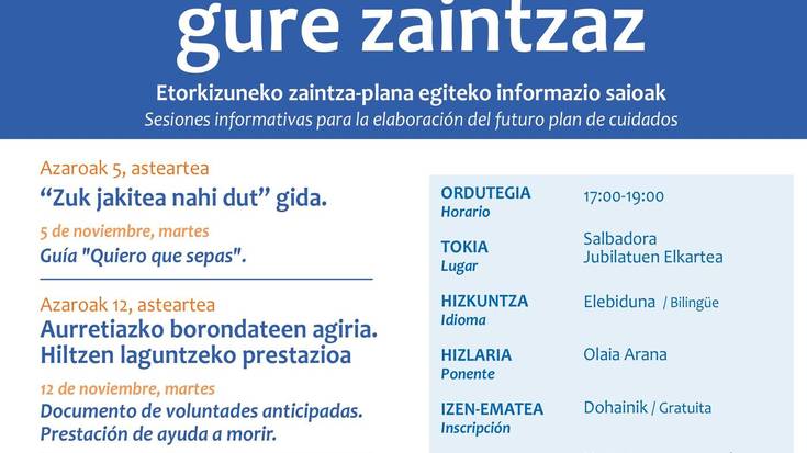 Etorkizuneko zaintza plana egiteko informazio saioak antolatu ditu Udalak