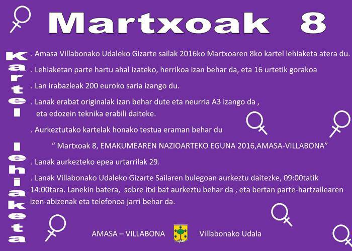 Martxoaren 8ari lotuta, bilera deialdia asteazkenean