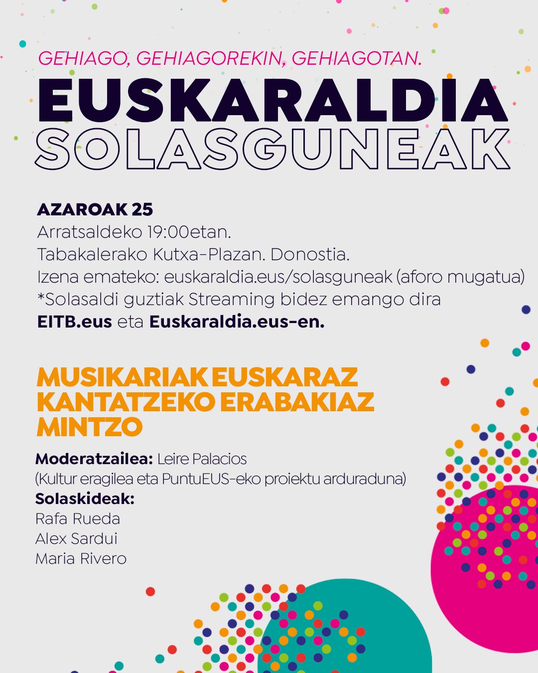 Euskara eta musika uztartuko ditu Euskaraldiak antolatutako bigarren solasguneak