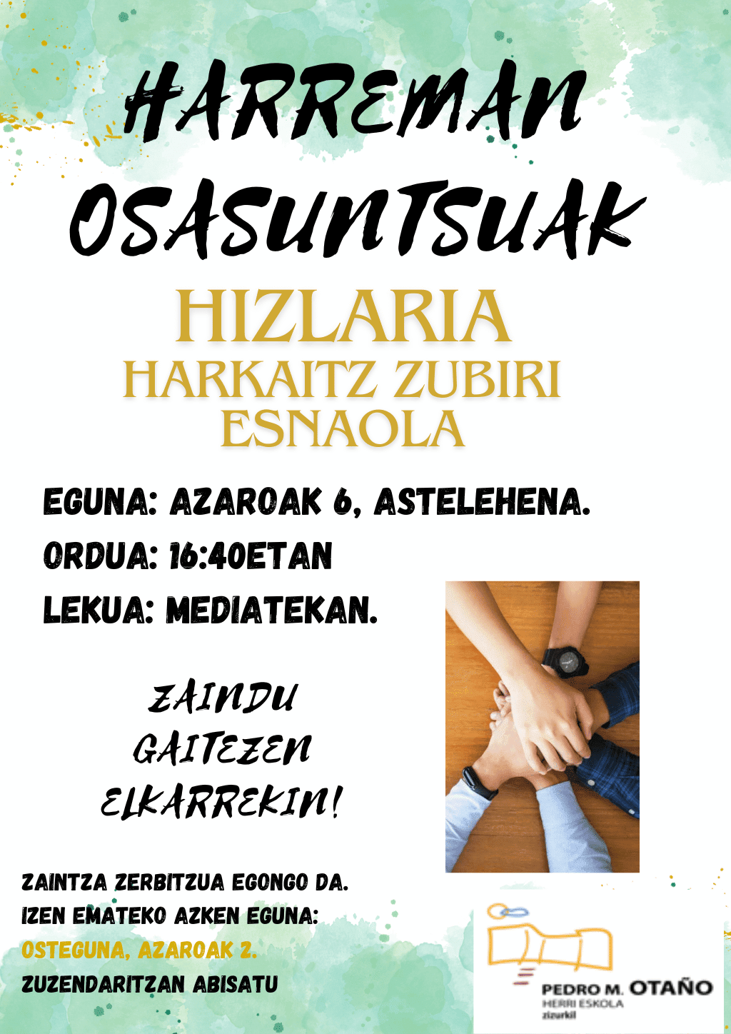 Harreman osasuntsuen hitzaldia