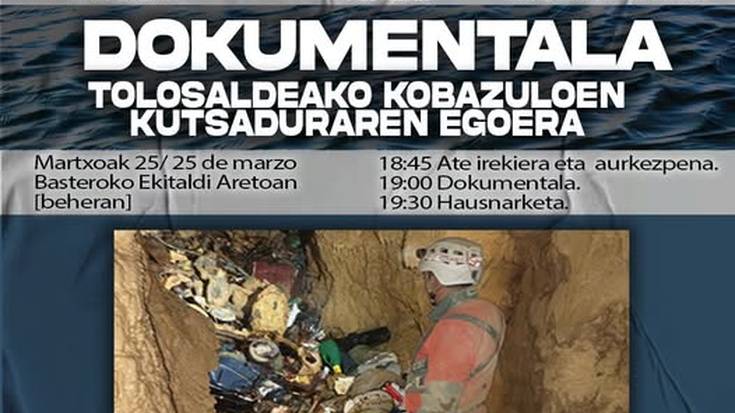 "Tolosaldeako kobazuloen kutsaduraren egoera" dokumentala