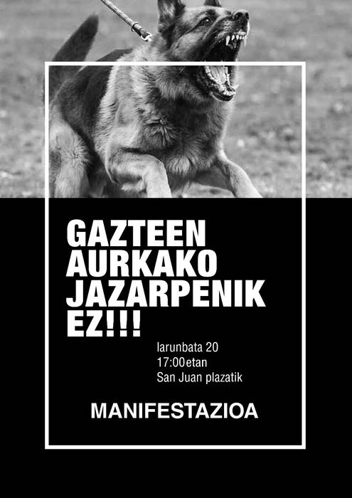 Manifestazioa egingo da Urnietan, Ertzaintzaren jarrera salatzeko