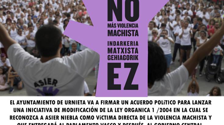 Asier Niebla indarkeria matxistaren biktimatzat jotzeko eskatu dute senideek eta Urnietako Udalak