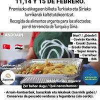 Siria eta Turkiako biktimen aldeko elikagaien bilketa