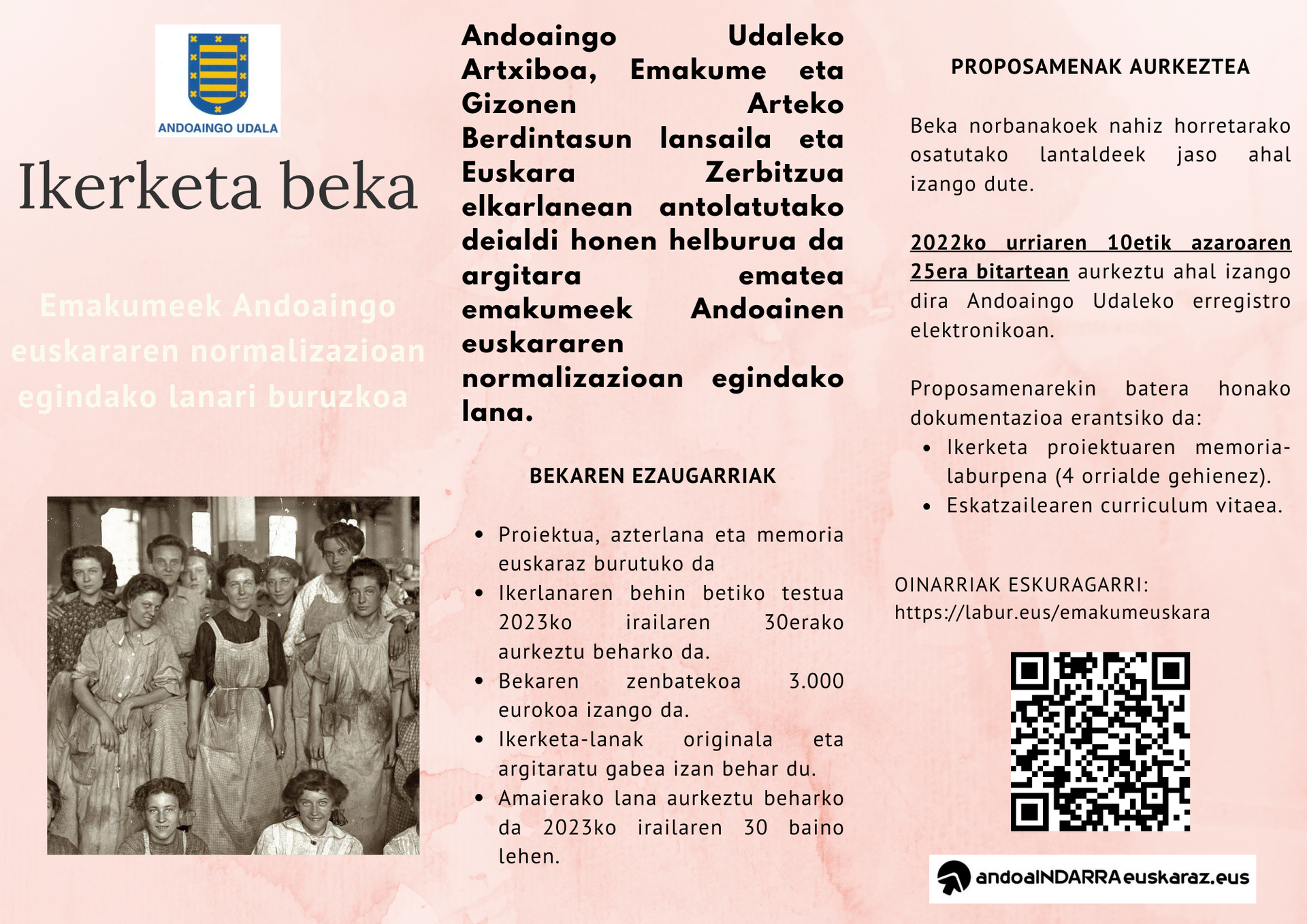 Ikerketa beka berria Andoainen