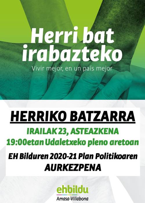 EH Bilduren 2020-2021 plan politikoaren aurkezpena