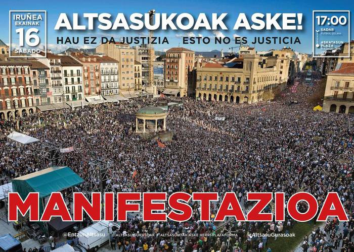 Altsasukoen aldeko manifestaziora joateko bus irteerak Andoaindik eta Urnietatik