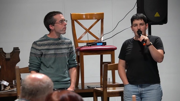 Bertso-afaria Oianumen: Pagola eta Gaztelumendi, Sanmieletan txosnetan lan-txandekin komeriak