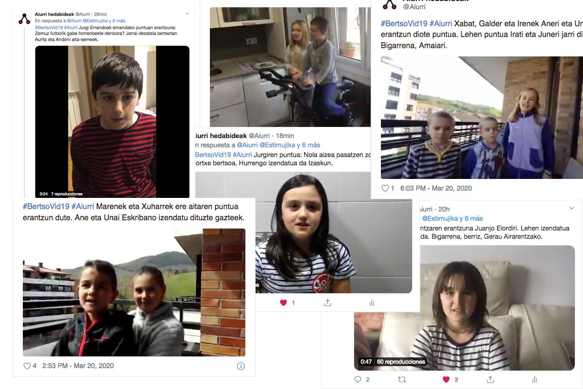 Txikienak dira protagonista azken orduetan #BertsoVid19 bertsokatean