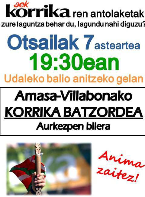 Korrika batzordearen lehen bilera asteartean balio anitzeko gelan