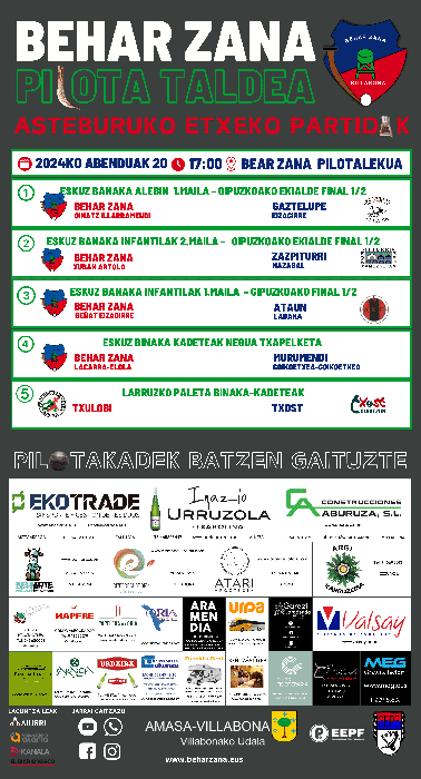 ASTE HONETAKO GURE PILOTARIEN PARTIDAK  FINAL LAURDENAK ETA FINALERDIAK IZANGO DIRA TARTEAN