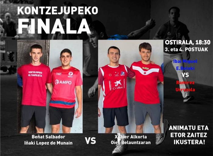 Ostiral arratsaldean jokatuko dute Kontzejupeko finala