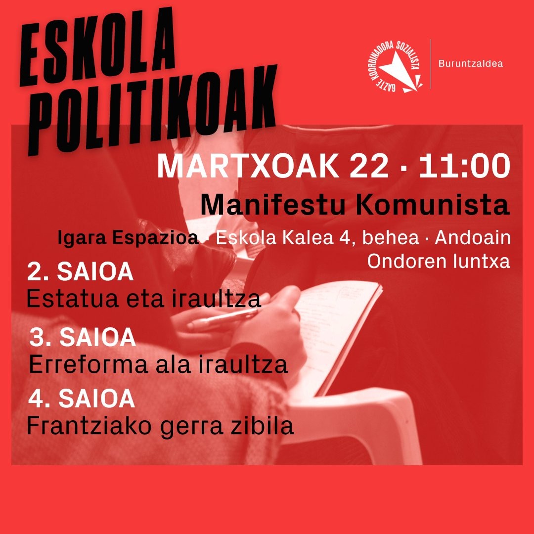 Larunbat honetan, Eskola Politikoen lehen saioa Igaran