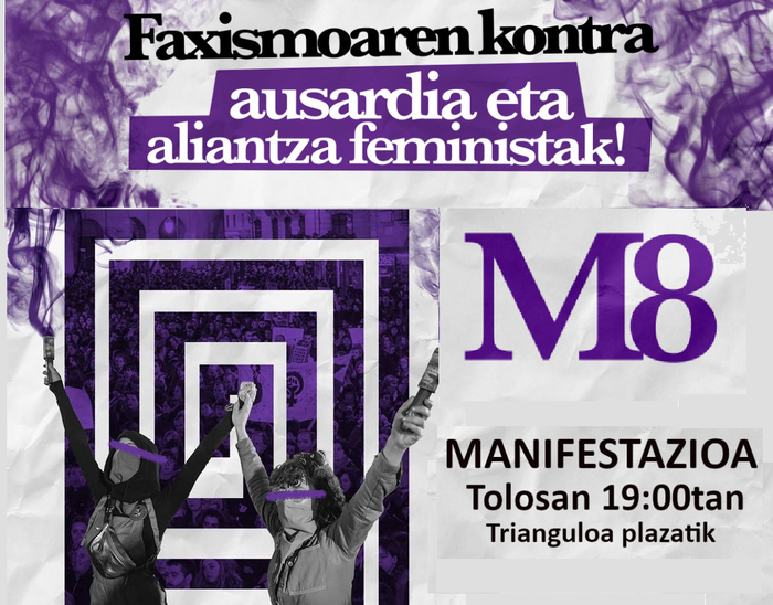 Martxoaren 8an kalera! ausardia eta aliantza feministak aldarrikatzera