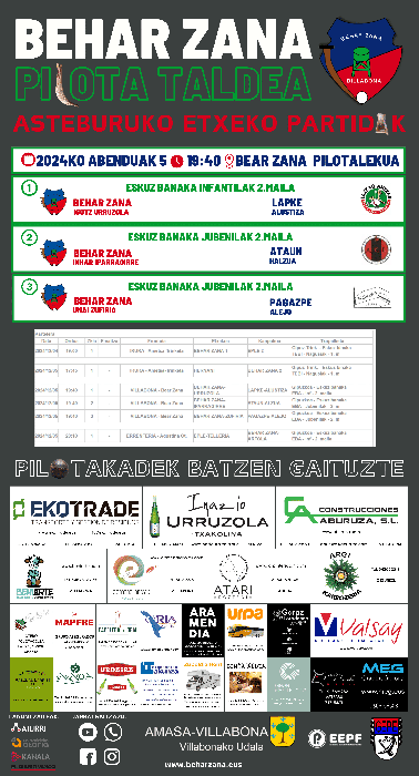 ASTE HONETAKO GURE PILOTARIEN 12 PARTIDAK   FINALAK, FINALERDIAK ETA FINAL LAURDENAK TARTEAN