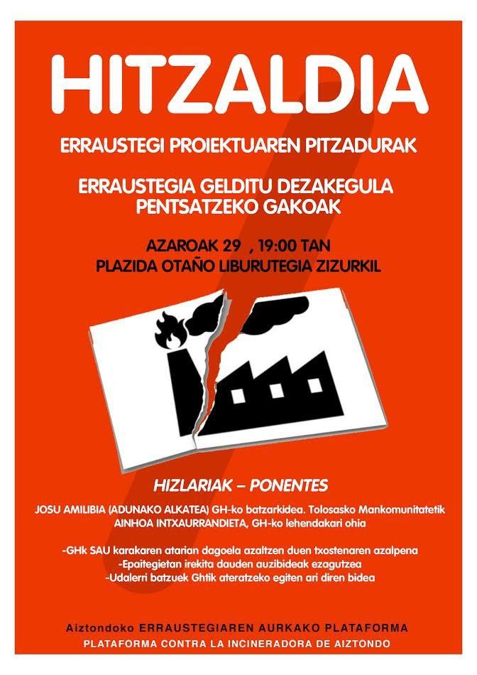 Erraustegiaren inguruko hitzaldia, asteartean