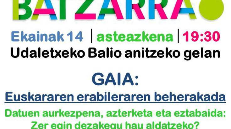 Euskararen erabileraren beherakadaren inguruko batzarra