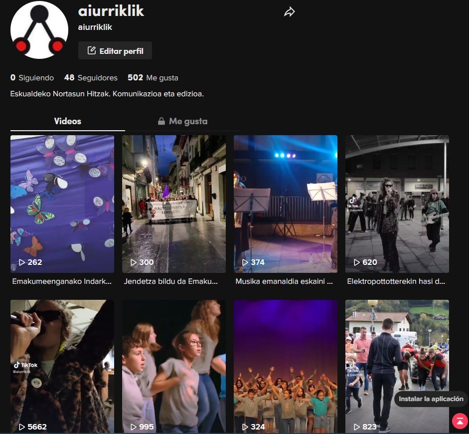 Aiurrik TikTok kontua sortu du