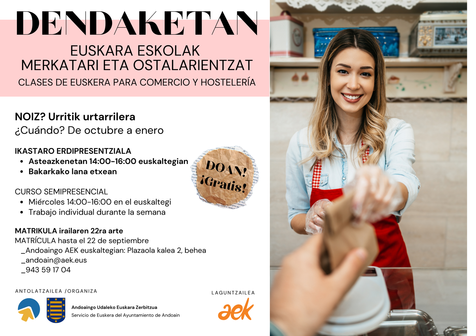 Euskara eskolak merkatari eta ostalarientzat