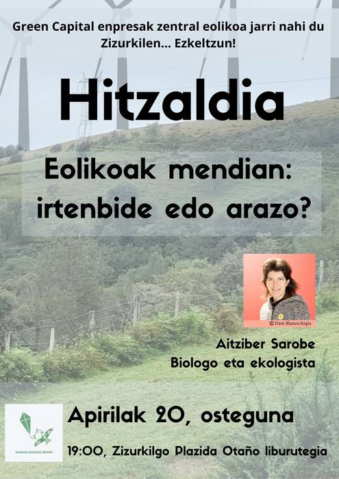 Hitzaldia: 'Eolikoak mendietan: irtenbide edo arazo?'