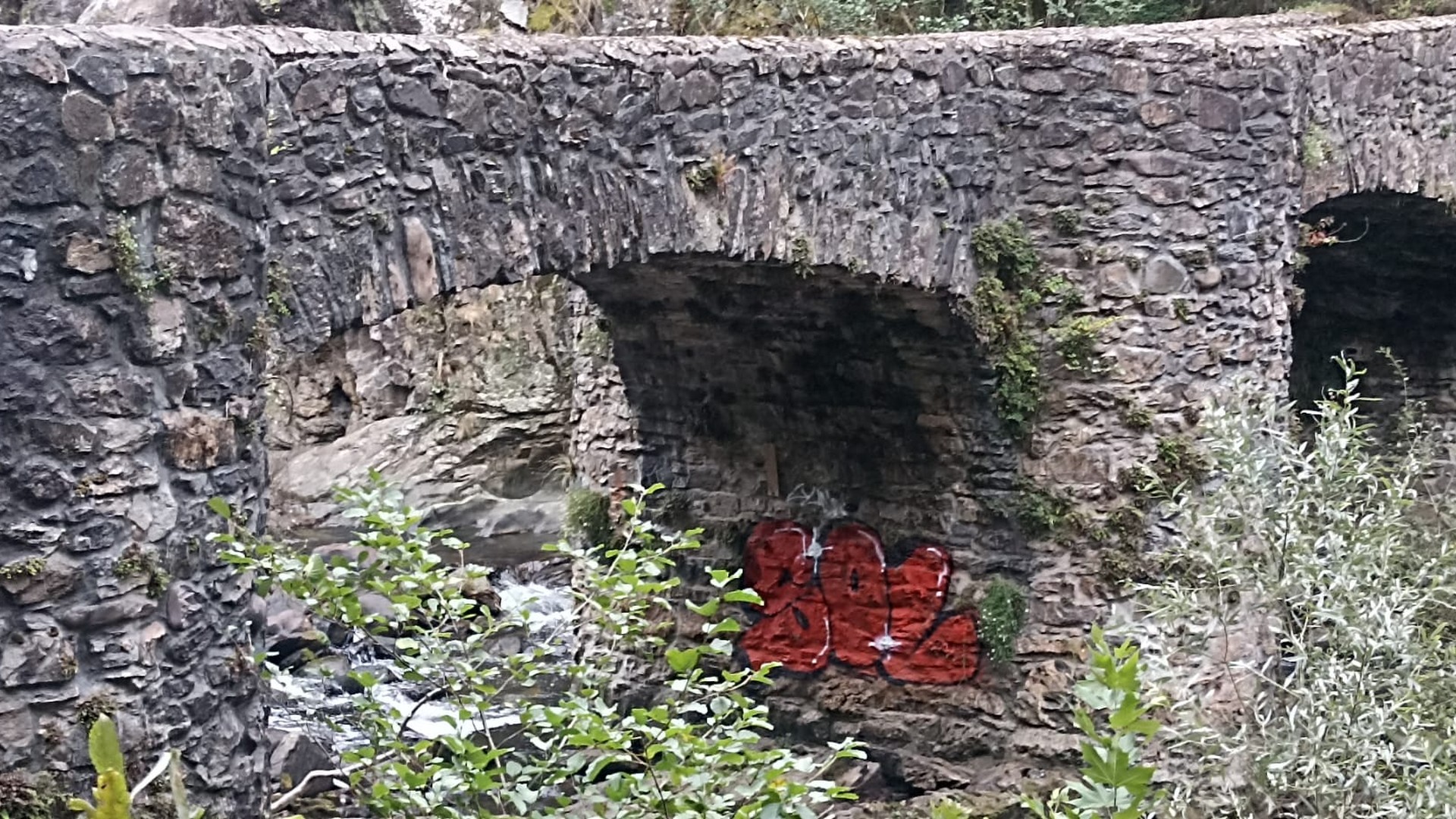 Graffitia agertu da Unanibian, babestutako naturgunearen bihotzean