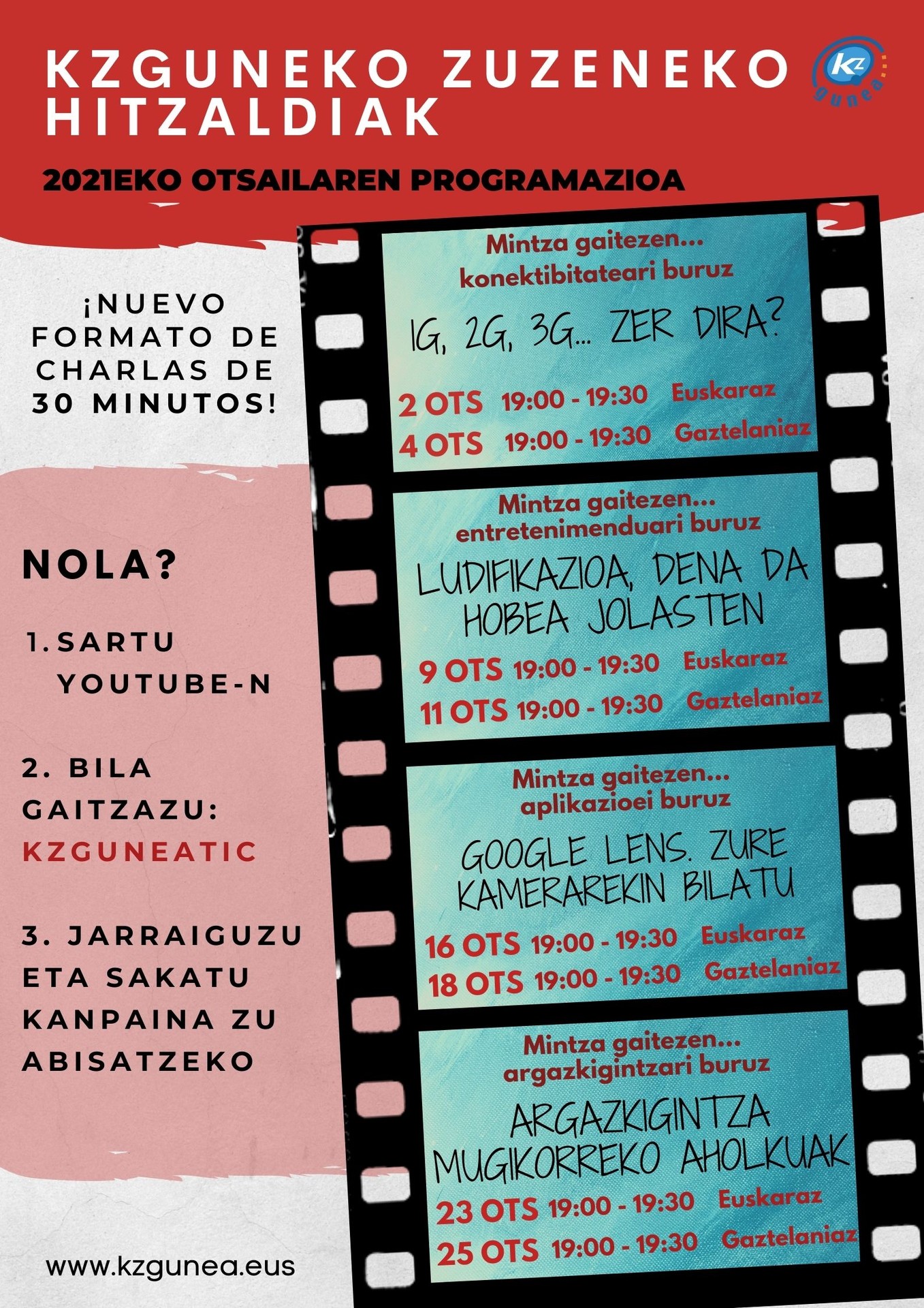 Youtubeko zuzeneko hitzaldiak izango dira otsailean