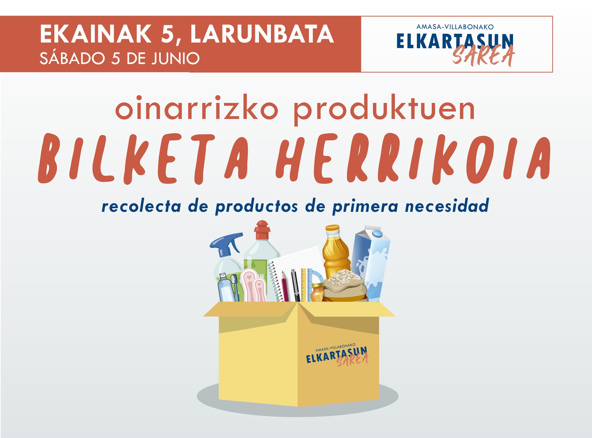 Elkartasun sareak oinarrizko produktuak bilduko ditu asteburuan