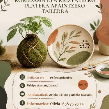 Kokedama eta kristalezko platera apaintzeko tailerra