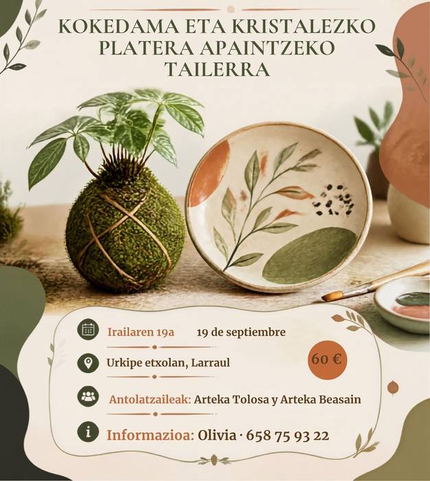 Kokedama eta kristalezko platera apaintzeko tailerra