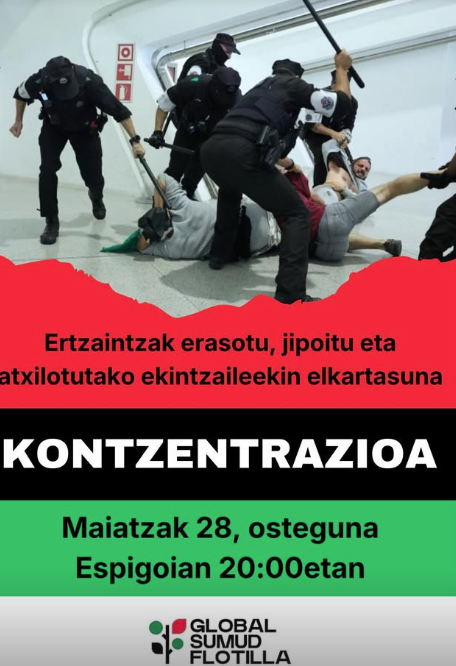 Global Sumud Flotillaren aldeko elkarretaratzea, ostegunean