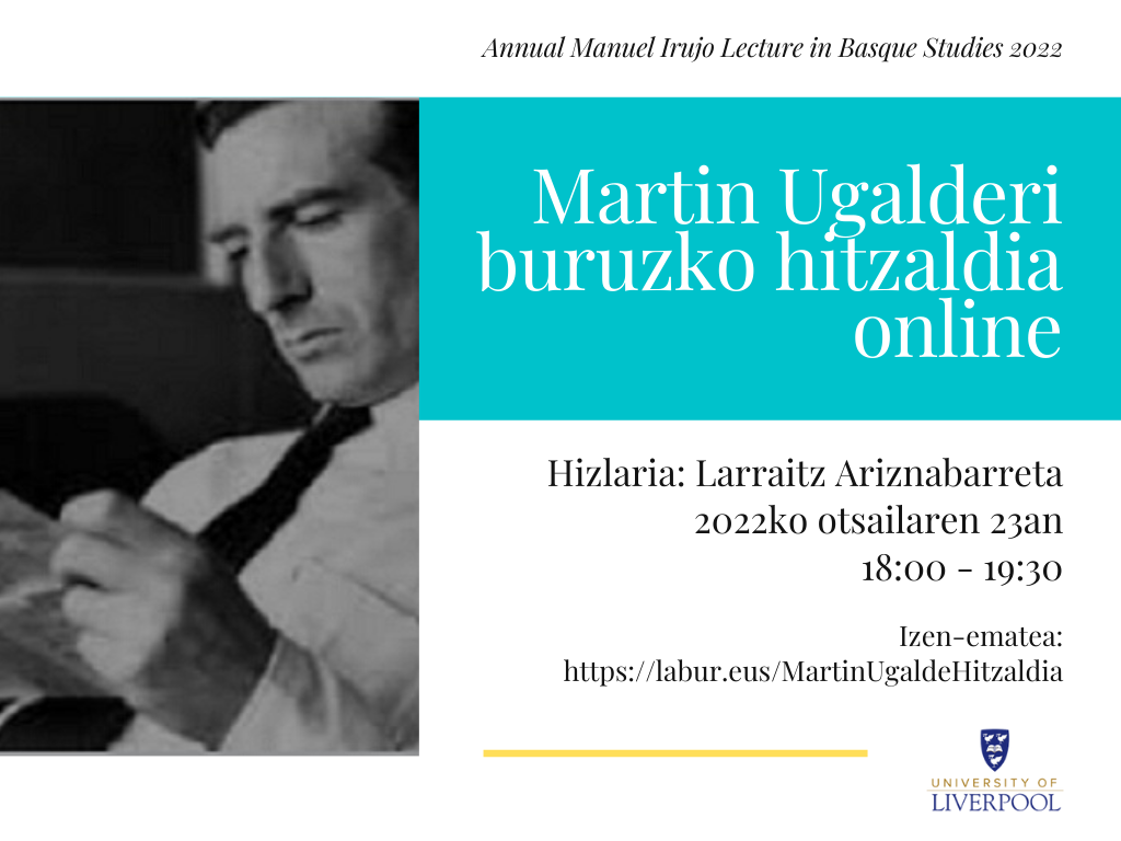 Martin Ugalderi buruzko hitzaldia online, asteazkenean
