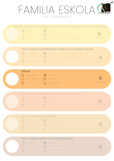 Familia eskola hitzaldia: "Dolua"