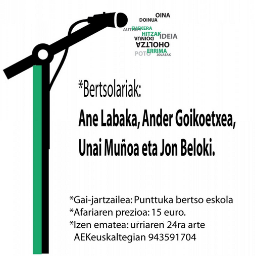 Urriaren 26an bertso-afaria Errekaburun, animatu eta parte hartu!